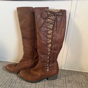 Kohl's Brown Lace-Up Knee-High Boots